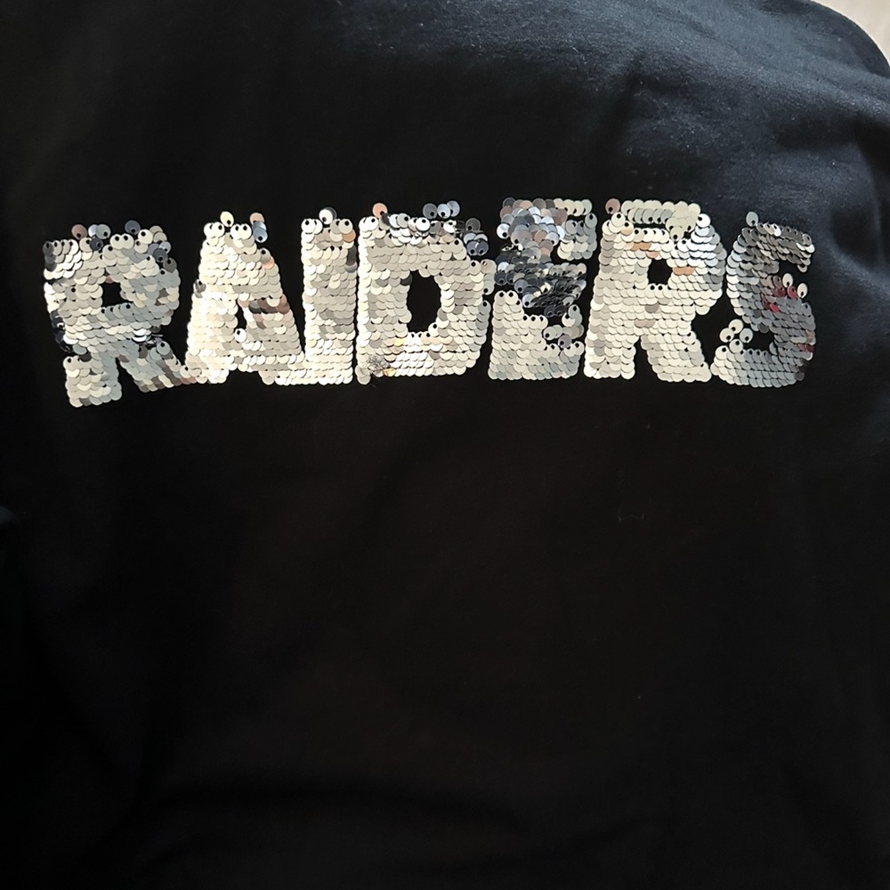 LAS VEGAS RAIDERS BLACK HOODIE RHINESTONE BLING RAIDERS SWEATSHIRT - Picture 4 of 6